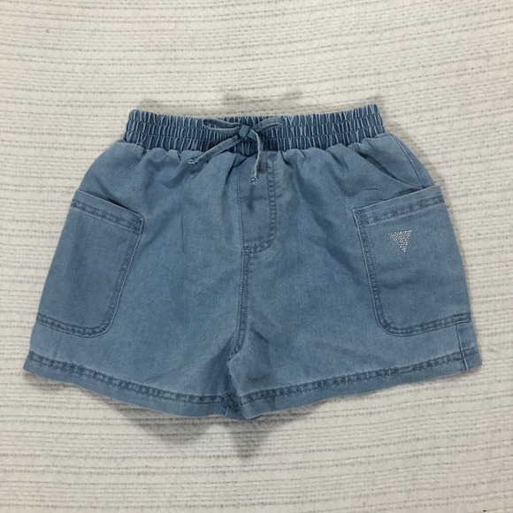 Guess Kids Denim‎ Shorts Rhinestone Pockets Elastic Waist Pull On Size 10/12 - Picture 1 of 7